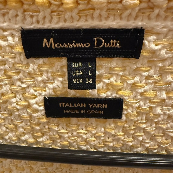 Massimo Dutti Cardigan Yellow Italian Yarn Textured Women's Sweater Size Large - Picture 3 of 3